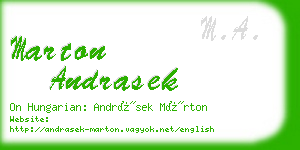 marton andrasek business card